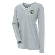 Womens Antigua Heather Gray Boston Celtics Symbolic Long Sleeve V-Neck Top