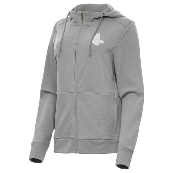 Women's Antigua Heather Gray Boston Red Sox Seeker Full-Zip Hoodie Jacket