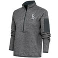 thumbnail image 1 of Women's Antigua  Heather Gray Brooklyn Dodgers Cooperstown Logo Fortune Quarter-Zip Pullover Jacket, 1 of 1