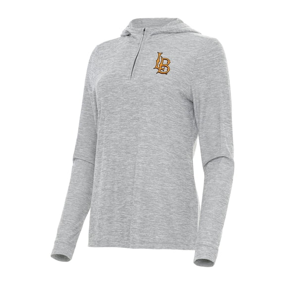 Women's Antigua Heather Gray Cal State Long Beach The Beach Daybreak Quarter-Zip Hoodie