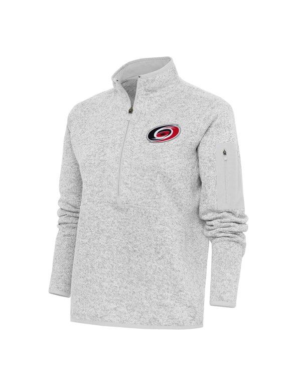 Women's Antigua Heather Gray Carolina Hurricanes Team Logo Fortune Quarter-Zip Jacket