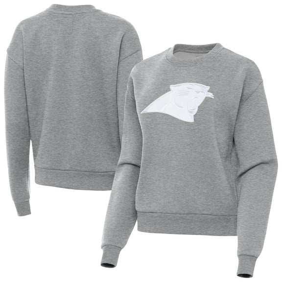 Women's Antigua Heather Gray Carolina Panthers Victory Pullover Sweatshirt
