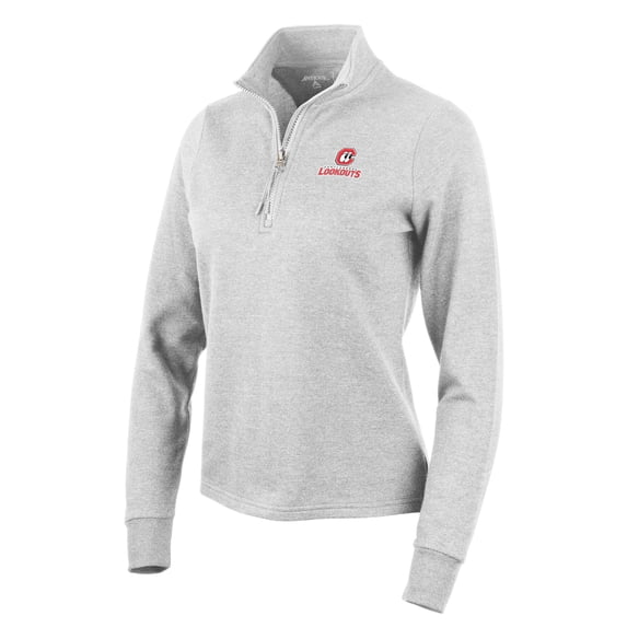 Women's Antigua Heather Gray Chattanooga Lookouts Action Quarter-Zip Pullover Sweatshirt