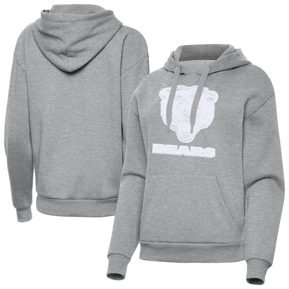Women's Antigua Heather Gray Chicago Bears Victory Pullover Hoodie