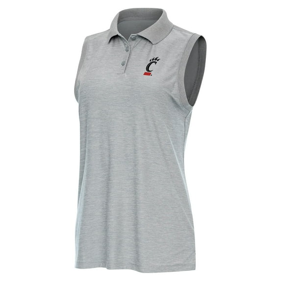 Women's Antigua Heather Gray Cincinnati Bearcats Recap Sleeveless Polo