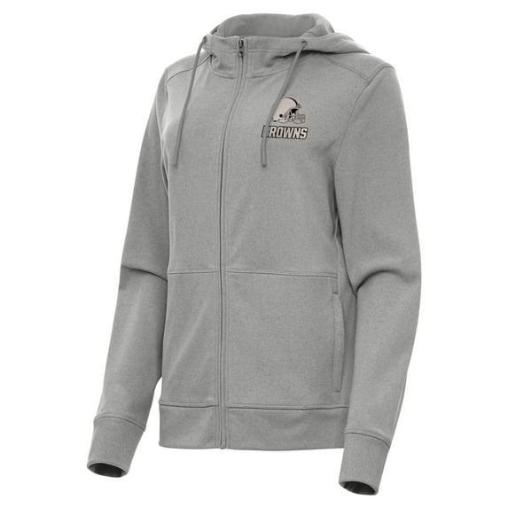 Women's Antigua Heather Gray Cleveland Browns Seeker Full-Zip Hoodie Jacket