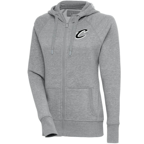 Women's Antigua  Heather Gray Cleveland Cavaliers Brushed Metallic Victory Full-Zip Hoodie