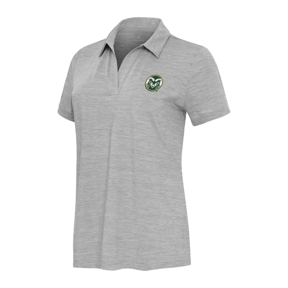 Women's Antigua Heather Gray Colorado State Rams Layout V-Neck Polo