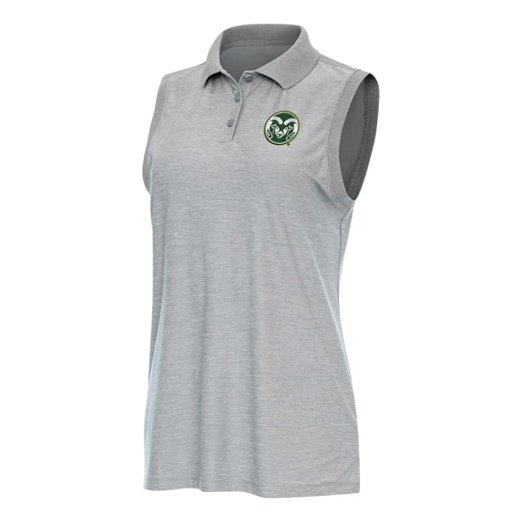 Women's Antigua Heather Gray Colorado State Rams Recap Sleeveless Polo