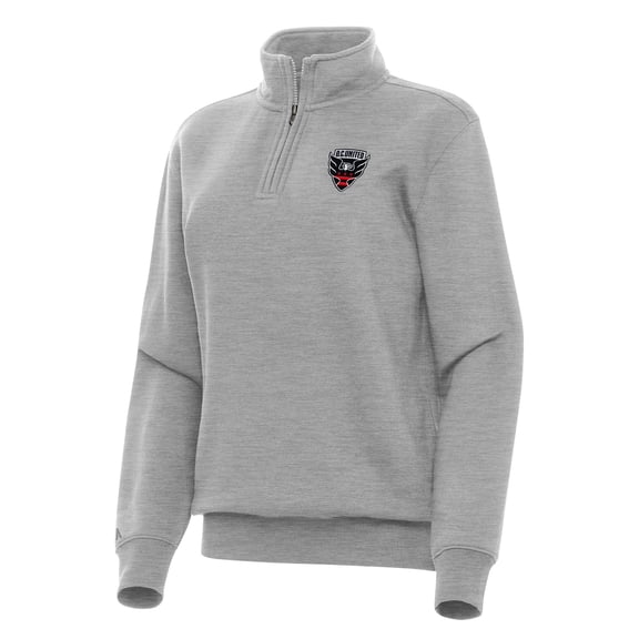 Women's Antigua Heather Gray D.C. United Victory Quarter-Zip Pullover Top