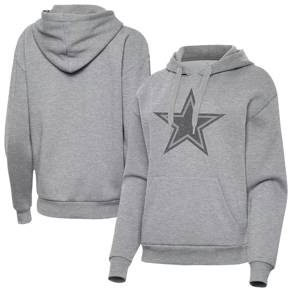 Women's Antigua Heather Gray Dallas Cowboys Victory Hoodie