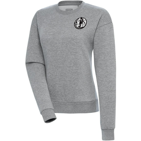 Women's Antigua Heather Gray Dallas Mavericks Brushed Metallic Victory Pullover Sweatshirt