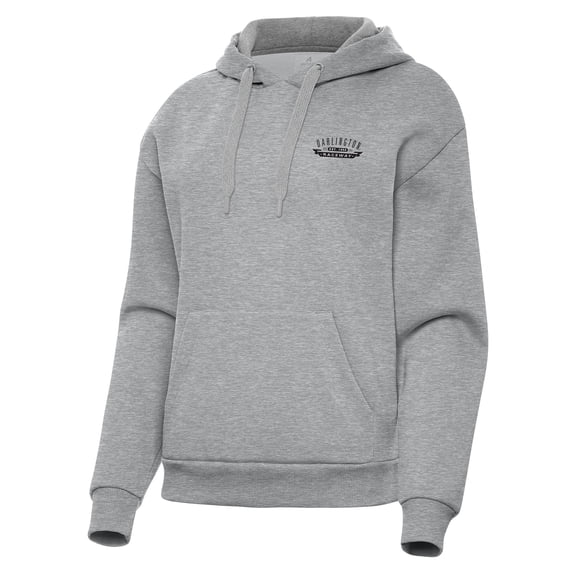 Women's-Antigua Heather Gray Darlington Raceway Victory Pullover Hoodie