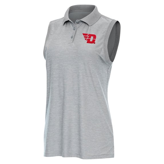 Women's Antigua Heather Gray Dayton Flyers Recap Sleeveless Polo