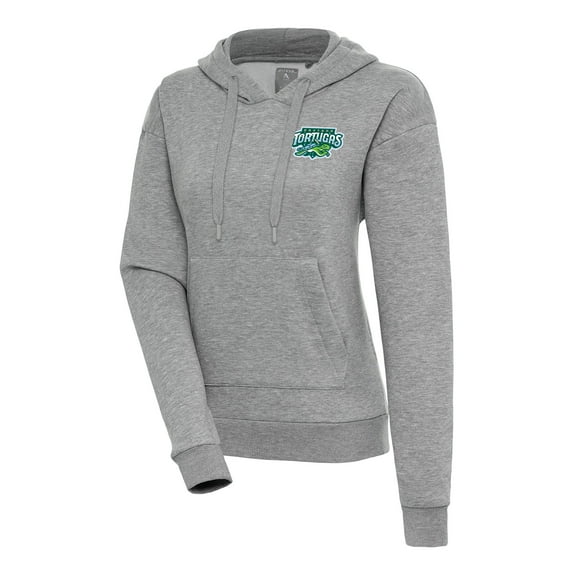 Women's Antigua Heather Gray Daytona Tortugas Victory Pullover Hoodie