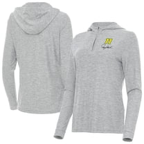 Women's-Antigua  Heather Gray Denny Hamlin Daybreak Quarter-Zip Pullover Hoodie