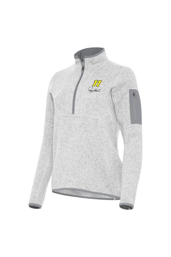 Women's Antigua Heather Gray Denny Hamlin Fortune Half-Zip Pullover Jacket