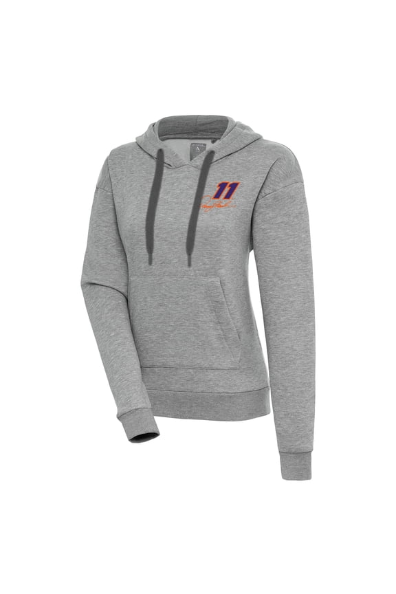 Women's Antigua  Heather Gray Denny Hamlin Victory Pullover Hoodie