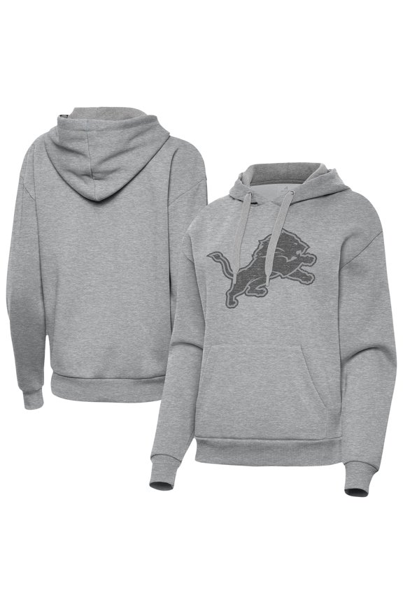 Women's Antigua  Heather Gray Detroit Lions Victory Hoodie