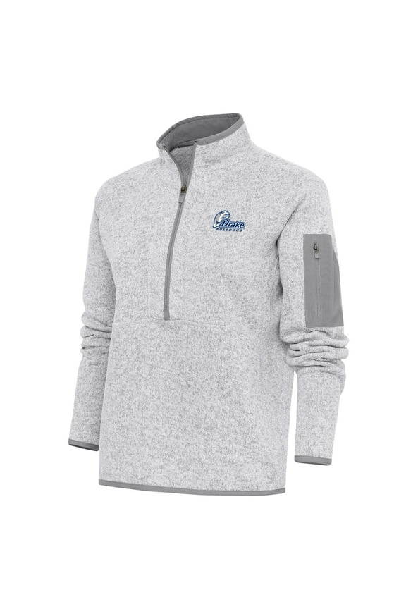 Women's Antigua  Heather Gray Drake Bulldogs Fortune Half-Zip Jacket