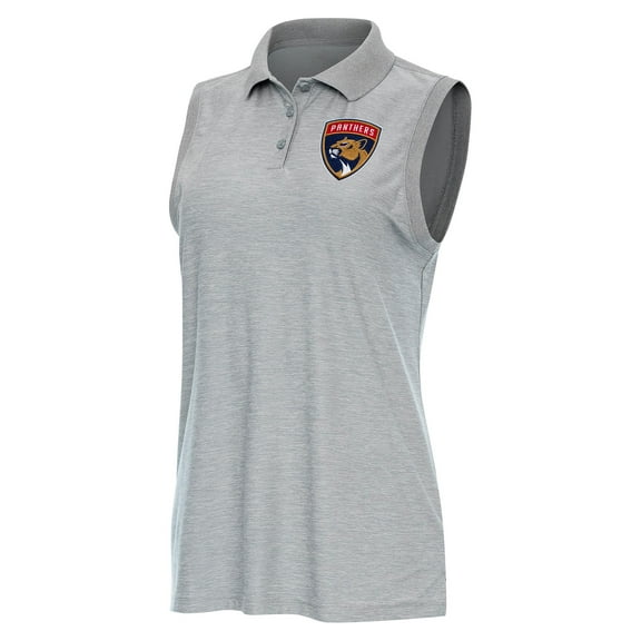 Women's Antigua  Heather Gray Florida Panthers Recap Sleeveless Polo