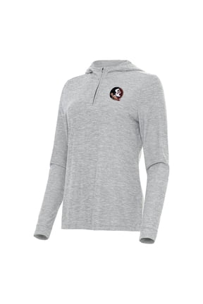 Women's Antigua Heather Gray Florida State Seminoles Daybreak Quarter-Zip Hoodie