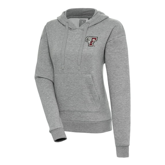 Women's Antigua Heather Gray Fordham Rams Victory Pullover Hoodie