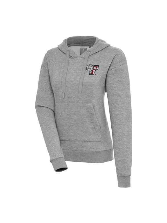 Women's Antigua Heather Gray Fordham Rams Victory Pullover Hoodie