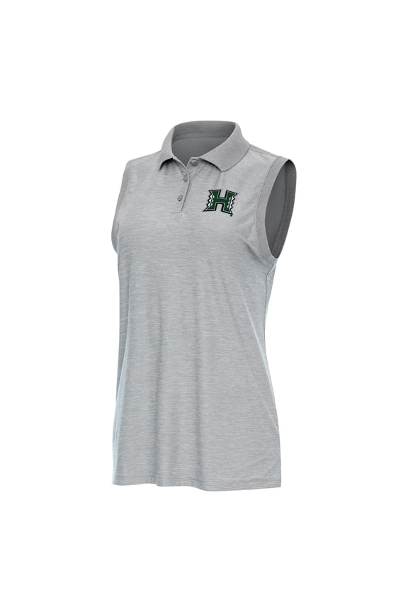 Women's Antigua Heather Gray Hawaii Rainbow Warriors Recap Sleeveless Polo