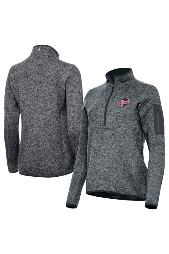 Women's Antigua Heather Gray Indiana Fever Fortune Half-Zip Pullover Jacket
