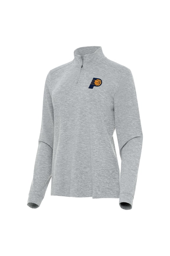 Women's Antigua Heather Gray Indiana Pacers Mentor Quarter-Zip Mock Long Sleeve Top