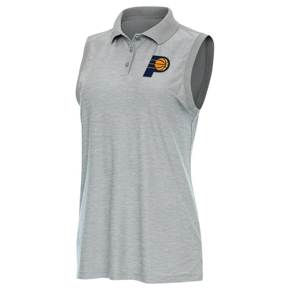 Women's Antigua Heather Gray Indiana Pacers Recap Sleeveless Polo