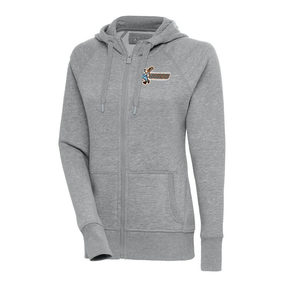 Women's Antigua Heather Gray Inland Empire 66ers Victory Full-Zip Hoodie