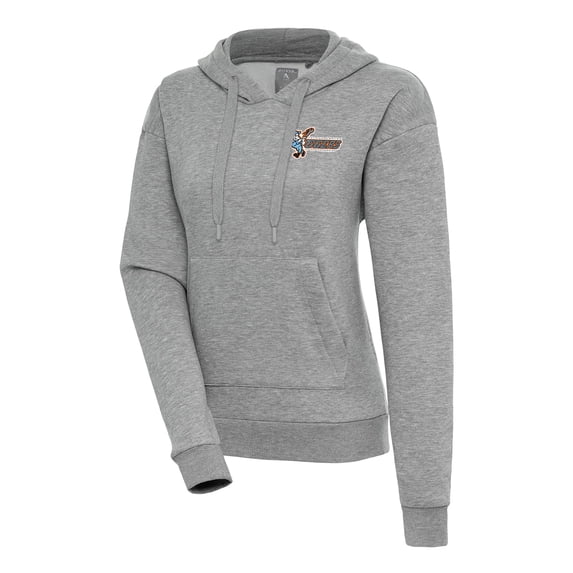 Women's Antigua Heather Gray Inland Empire 66ers Victory Pullover Hoodie
