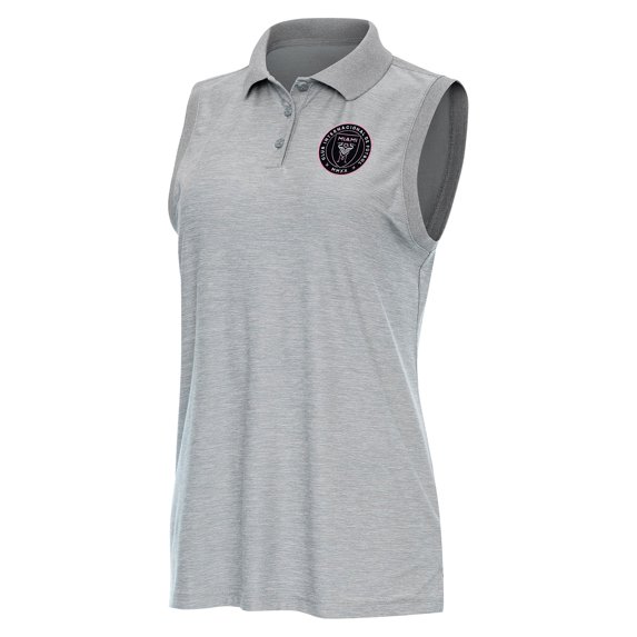 Women's Antigua Heather Gray Inter Miami CF Recap Sleeveless Polo