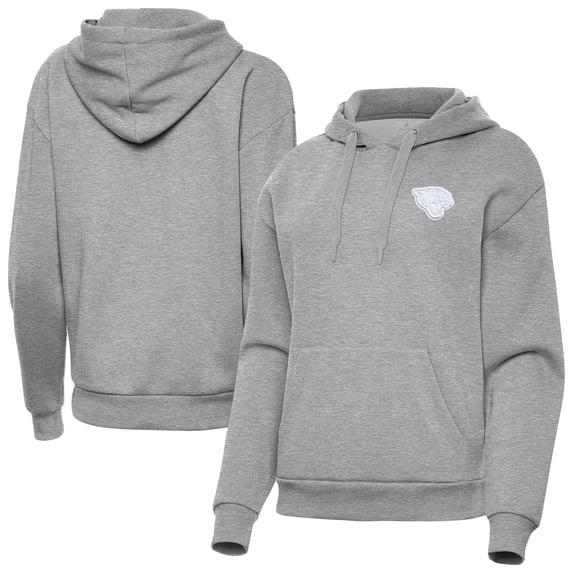 Women's Antigua Heather Gray Jacksonville Jaguars Victory Pullover Hoodie