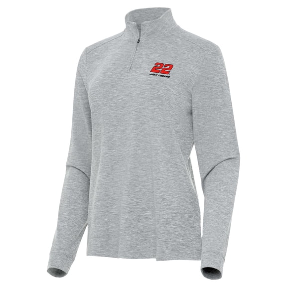 Women's Antigua Heather Gray Joey Logano Mentor Quarter-Zip Jacket