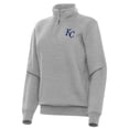 thumbnail image 1 of Women's Antigua Heather Gray Kansas City Royals Victory Quarter-Zip Sweatshirt, 1 of 1