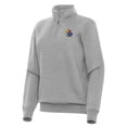 thumbnail image 1 of Women's Antigua Heather Gray Kansas Jayhawks Victory Quarter-Zip Sweatshirt, 1 of 1