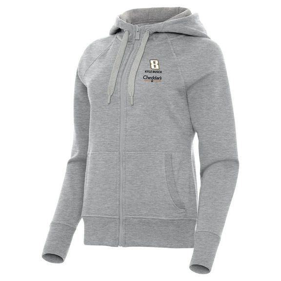 Women's-Antigua  Heather Gray Kyle Busch Victory Full-Zip Hoodie