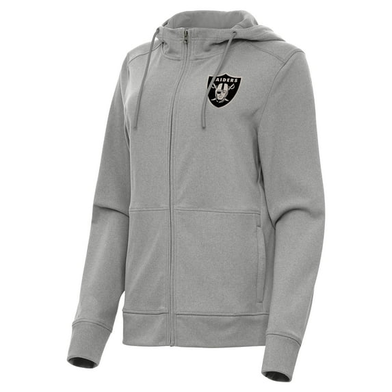 Women's Antigua Heather Gray Las Vegas Raiders Seeker Full-Zip Hoodie Jacket