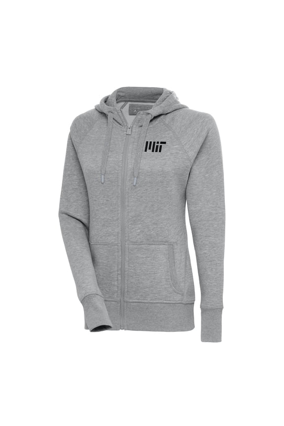 Women's Antigua Heather Gray MIT Engineers Victory Full-Zip Hoodie