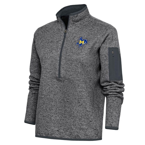 Women's Antigua Heather Gray McNeese State Cowboys Fortune Half-Zip Pullover Jacket