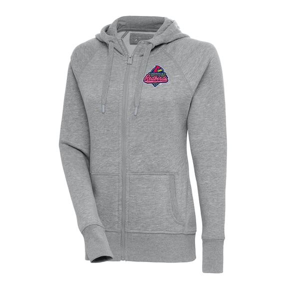 Women's Antigua Heather Gray Memphis Redbirds Victory Full-Zip Hoodie