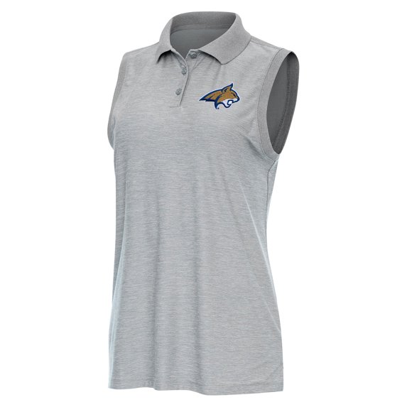 Women's Antigua Heather Gray Montana State Bobcats Recap Sleeveless Polo