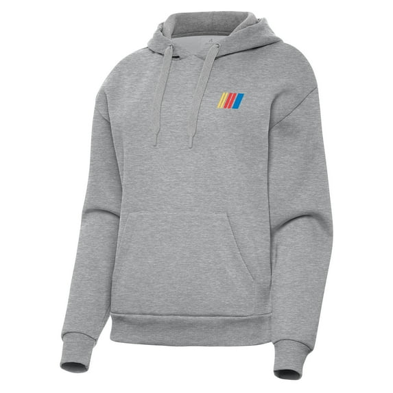 Women's-Antigua Heather Gray NASCAR Merchandise Victory Pullover Hoodie