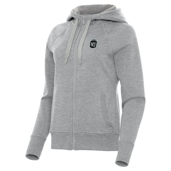 Women's Antigua Heather Gray NJ/NY Gotham FC Victory Full-Zip Hoodie