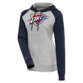 thumbnail image 1 of Women's Antigua  Heather Gray/Navy Oklahoma City Thunder Victory Raglan Sleeve Pullover Hoodie, 1 of 1