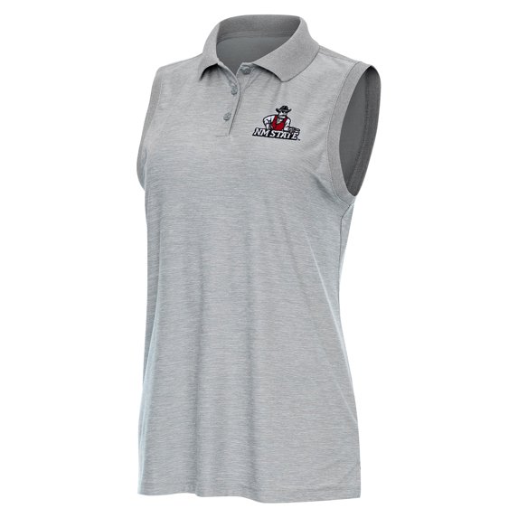 Women's Antigua Heather Gray New Mexico State Aggies Recap Sleeveless Polo