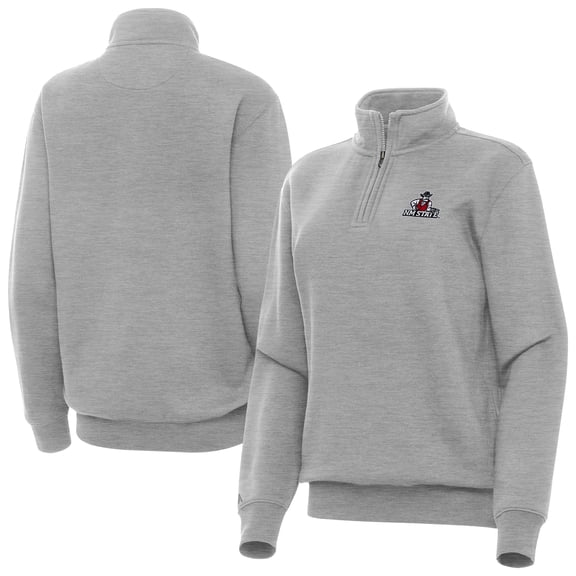Women's Antigua Heather Gray New Mexico State Aggies Victory Quarter-Zip Top